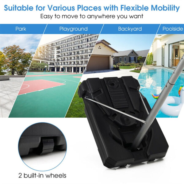 Portable Outdoor Basketball Hoop 64’’-79’’ Adjustable Poolside Basketball Goal System with 44" Backboard Wheeled Fillable Base - Image 7