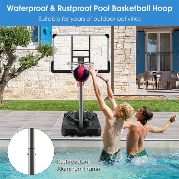Portable Outdoor Basketball Hoop 64’’-79’’ Adjustable Poolside Basketball Goal System with 44" Backboard Wheeled Fillable Base - Image 6