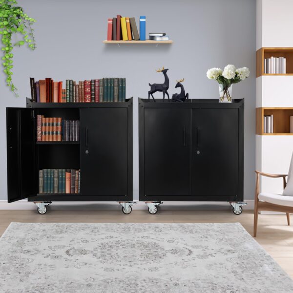 Garage Storage Cabinet with Wheels, 2 Door Tool Cabinet with Adjustable Shelves, Metal Lockable Tool Cabinet, Rolling Tool Chest for Home, 34 H x 30.3 L x 18 W, Assembly Required - Image 14