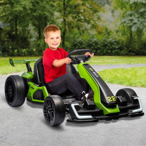 24V Electric Go Kart, with 300W Strong Motor, Drift/Sport Mode, Big Battery, Eva Tire,Length Adjustmen for Outdoor Racing Toy-Green - Image 16
