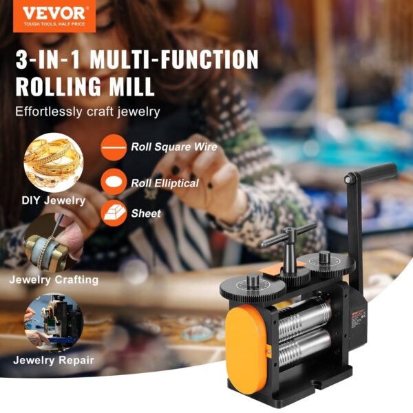 Vevor Rolling Mill Jewelry Machine 3-in-1 Multi-Function 57mm Max Width New - Image 9