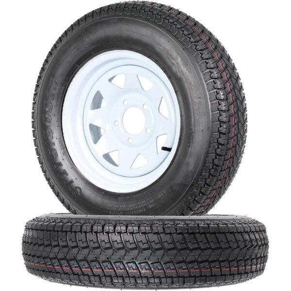 Set of 2 Trailer Tires Rims 175-80 5 Lug 6PR White Spoke Wheel Load Range C - Image 6