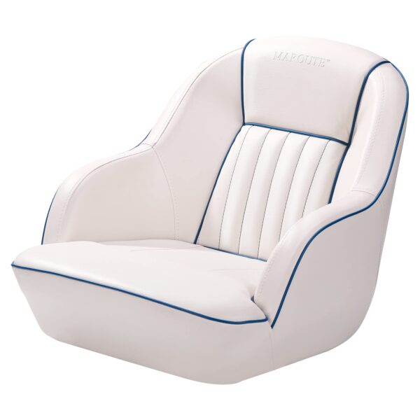 Pontoon Boat Seat, Captains Bucket Boat Seat, Back Folding Boat, Boat Cabin Seating – White & Blue - Image 8
