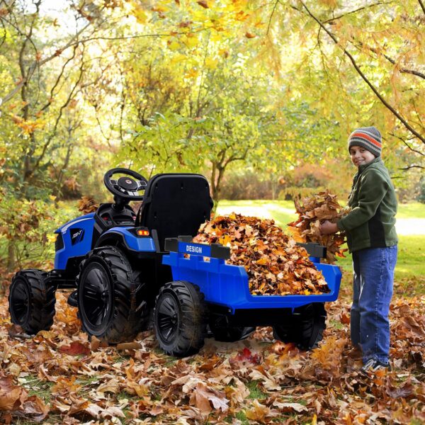 3-in-1 Ride-On Tractor, 24V Electric, Excavator & Bulldozer, Remote Control, LED, Music, USB/Bluetooth max 66 lbs – Bright-blue - Image 12