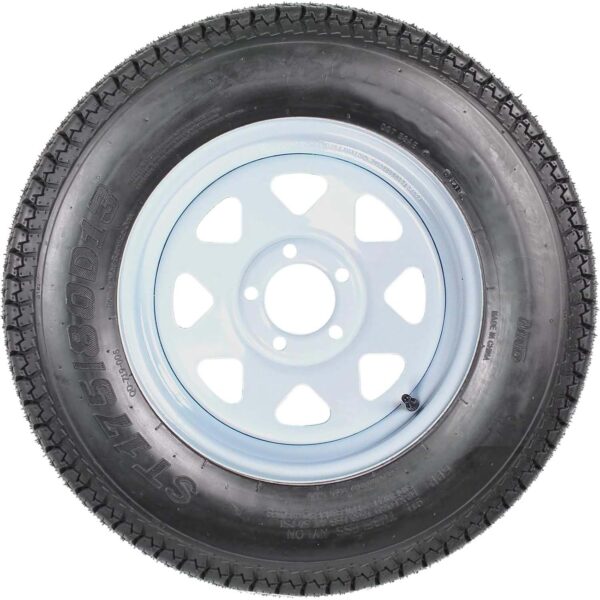 Set of 2 Trailer Tires Rims 175-80 5 Lug 6PR White Spoke Wheel Load Range C - Image 10