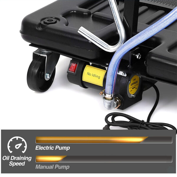 17 Gal Electric Oil Drain with 110V Pump & 8 Ft Hose,Low Profile & T Folding Handle Oil Drain Cart for Truck Cars SUVs - Image 9