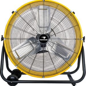 Tornado 24 Inch Grade UL Listed High Velocity Movement Heavy Duty Drum 3 Speed Air Circulator Fan 7800 CFM-Industrial, Commercial, Residential, and Greenhouse Use, Yellow