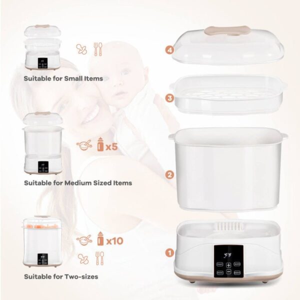 Premium 3-In-1 Baby Bottle Steam Sterilizer And Dryer With LED Monitor - Image 4