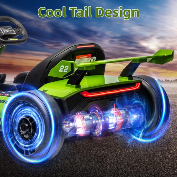 24V Electric Go Kart, with 300W Strong Motor, Drift/Sport Mode, Big Battery, Eva Tire,Length Adjustmen for Outdoor Racing Toy-Green - Image 15