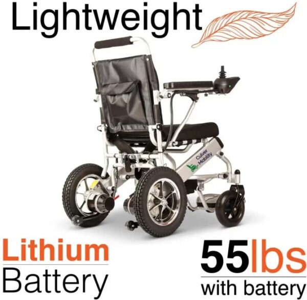 Culver Mobility Electric Power Wheelchair Scooter Fold Lightweight Folding Safe Electric Wheelchair Motorized FDA Approved Aviation Travel (Free Wheelchair RAMP Gift) (Silver-17.5 inc) - Image 3