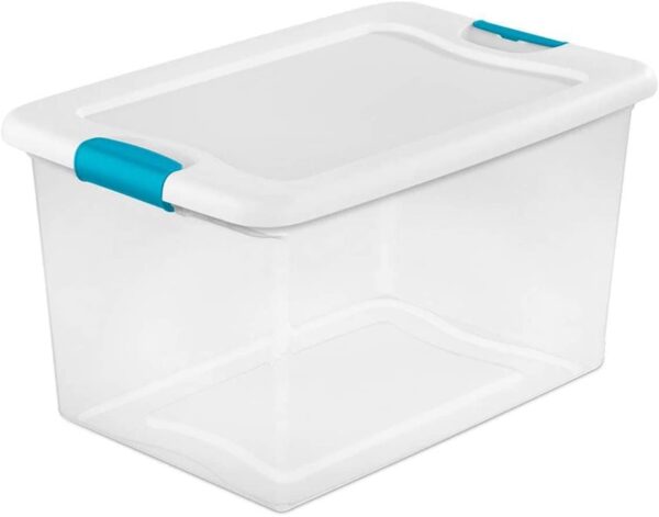 sterilite 64 quart clear storage tote with lids lot of 6 - Image 4