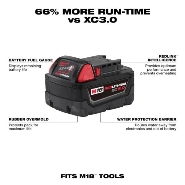M18 18-Volt 5.0 Ah Lithium-Ion XC Extended Capacity Battery Pack - Image 3