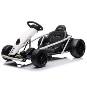 24V Go Kart for Kids 8-12, 300W*2 Motors, 9Ah Battery, 8MPH Speed, Music, Horn, 175lbs Max Load – White