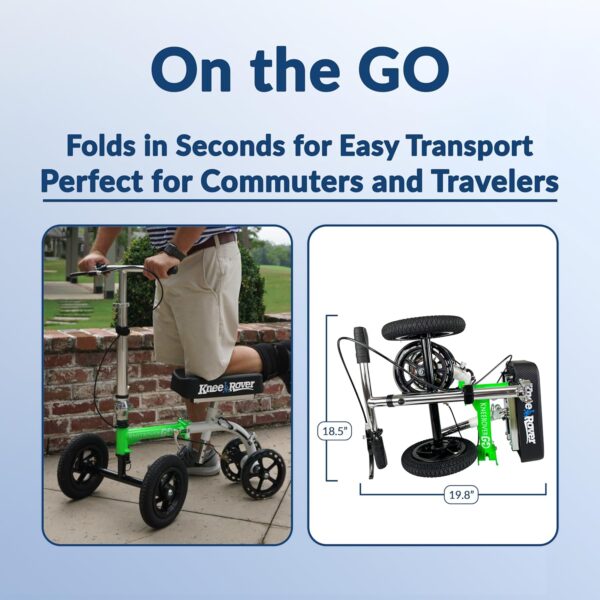 Hybrid - Most Compact All Terrain Knee Scooter for Adults for Foot Surgery Heavy Duty Knee Walker for Broken Ankle Foot Injuries Recovery Leg Scooter Best Knee Crutch Alternative (Green) - Image 3