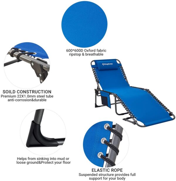 4-Fold Outdoor Folding Chaise Lounge Chair for Beach - Image 7