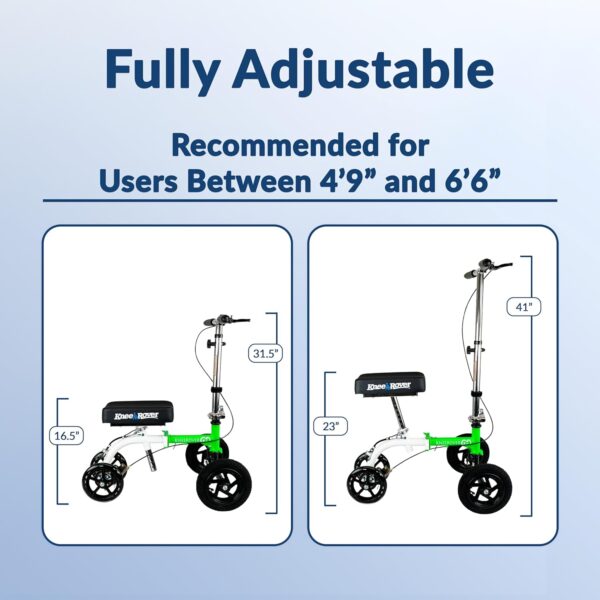 Hybrid - Most Compact All Terrain Knee Scooter for Adults for Foot Surgery Heavy Duty Knee Walker for Broken Ankle Foot Injuries Recovery Leg Scooter Best Knee Crutch Alternative (Green) - Image 5
