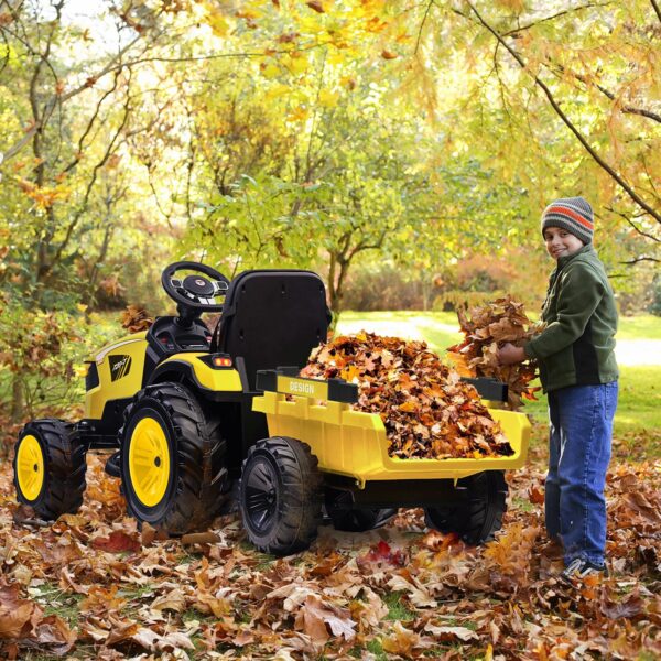 3-in-1 Ride-On Tractor, 24V Electric, Excavator & Bulldozer, Remote Control, LED, Music, USB/Bluetooth max 66 lbs – Bright-yellow - Image 11