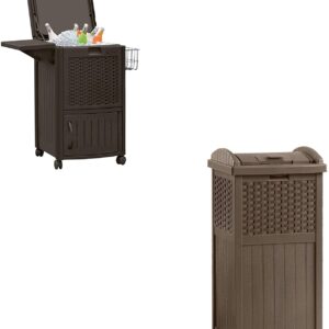 77 Quart Resin Beverage Cart, Java & Suncast 33 Gallon Resin Trash Can