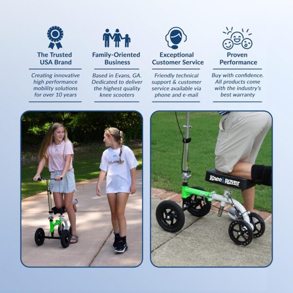 Hybrid - Most Compact All Terrain Knee Scooter for Adults for Foot Surgery Heavy Duty Knee Walker for Broken Ankle Foot Injuries Recovery Leg Scooter Best Knee Crutch Alternative (Green) - Image 2