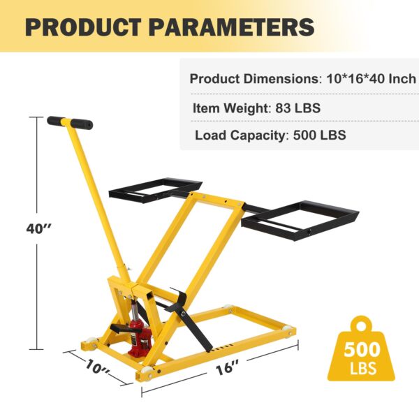 Lawn Mower Lift with Hydraulic Jack, 26 Inches Lawn Mower Lift, Welded Solid Steel Construction, Weight Capacity 500 LBS, for Riding Lawn Mowers Tractors, ATVs Maintenance - Image 14