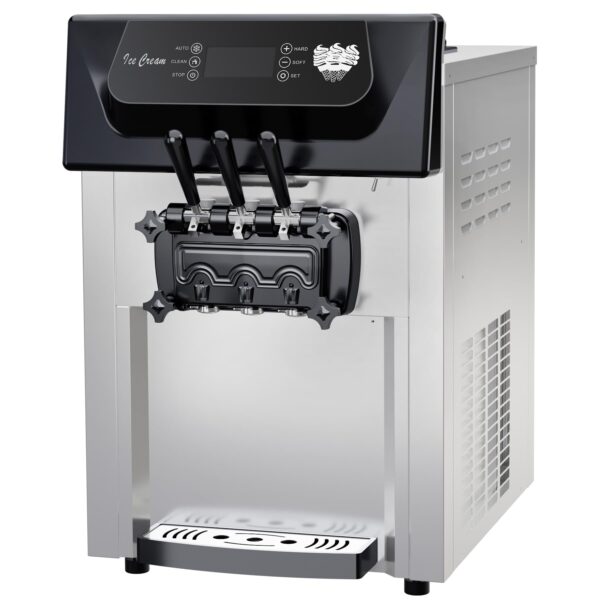 2200W Commercial Ice Cream Machine, 3 Flavor Soft Serve Ice Cream Machine, 5.3-7.4 Gal/Hr, with LCD Touch Screen, Automatic Cleaning, High Productivity for Home Snack Bar & Restaurants - Image 8