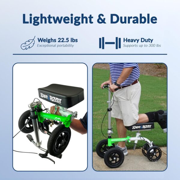 Hybrid - Most Compact All Terrain Knee Scooter for Adults for Foot Surgery Heavy Duty Knee Walker for Broken Ankle Foot Injuries Recovery Leg Scooter Best Knee Crutch Alternative (Green) - Image 6