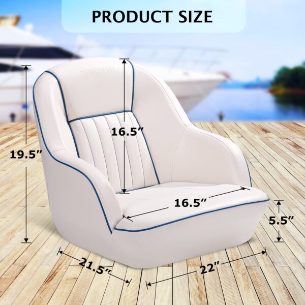 Pontoon Boat Seat, Captains Bucket Boat Seat, Back Folding Boat, Boat Cabin Seating – White & Blue - Image 12