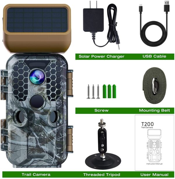 T200 4K 30MP Solar panel Trail Camera with WiFi Bluetooth - Image 2