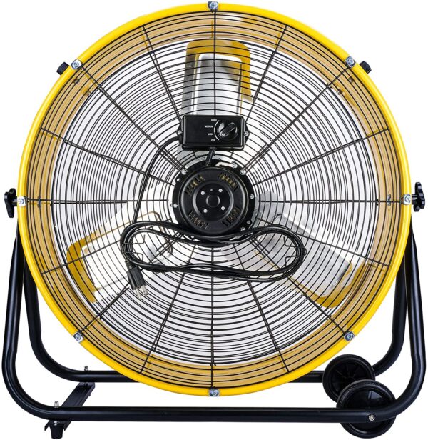Tornado 24 Inch Grade UL Listed High Velocity Movement Heavy Duty Drum 3 Speed Air Circulator Fan 7800 CFM-Industrial, Commercial, Residential, and Greenhouse Use, Yellow - Image 7
