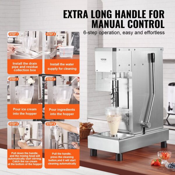 Vevor Ice Cream Blender 750W High Speed Mixer 1740 RPM 304 Stainless Steel New - Image 15