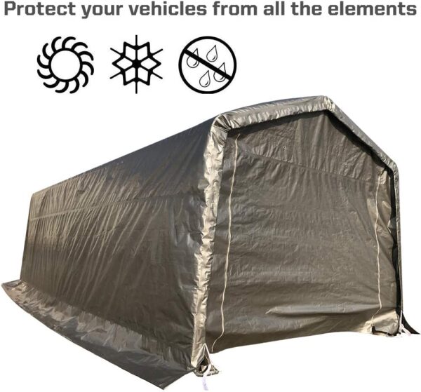10 x 20-Feet Heavy Duty Carport Portable Garage Enclosed Car Canopy Outdoor Instant Shelter Party Tent with Sidewalls for Auto and Boat Storage, Waterproof and UV-Treated, Grey Peak Top Style - Image 6