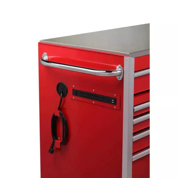 Heavy-Duty 72 in. W x 24 in. D 15-Drawer Tool Chest Mobile Workbench with Stainless Steel Top and Dual Locks in Red - Image 3