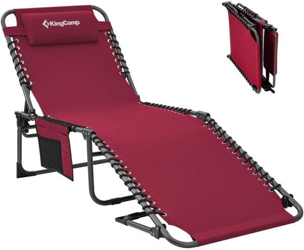 4-Fold Outdoor Folding Chaise Lounge Chair for Beach - Image 14