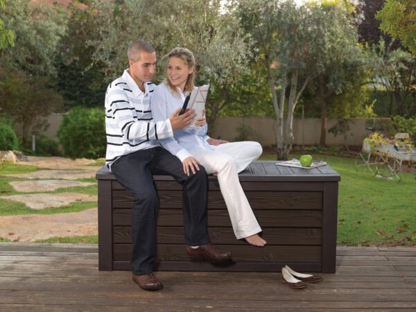Keter Westwood 150 Gallon Resin Large Deck Box-Organization and Storage for Patio Furniture, Outdoor Cushions, Garden Tools and Pool Toys, Brown - Image 3