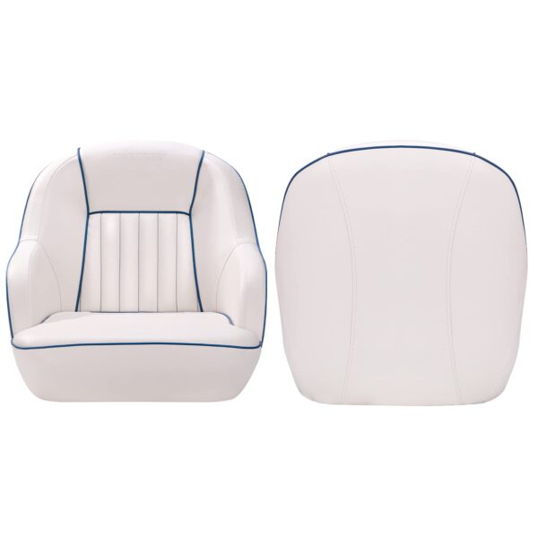 Pontoon Boat Seat, Captains Bucket Boat Seat, Back Folding Boat, Boat Cabin Seating – White & Blue - Image 14