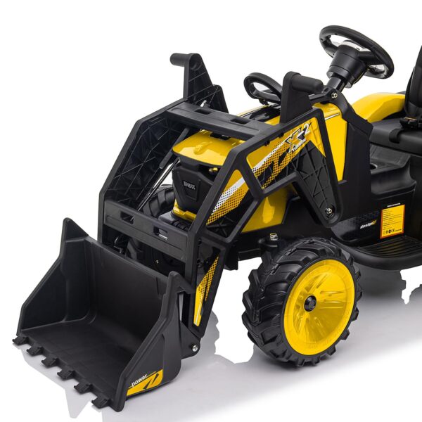 3-in-1 Ride-On Tractor, 24V Electric, Excavator & Bulldozer, Remote Control, LED, Music, USB/Bluetooth max 66 lbs – Bright-yellow - Image 16