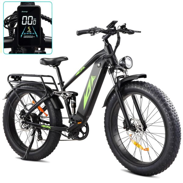 Electric Bike for Adults 1000W, 48V 17.5AH Battery Adult Electric Bicycles, 26 Fat Tire Full Suspension Ebike, 28MPH Mountain Beach E Bike, 7 Speed, 60Miles Range, UL Certified - Image 8