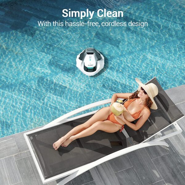 Cordless Robotic Pool Cleaner, Pool Vacuum with Dual-Drive Motors - Image 2