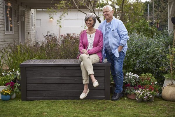 Keter Westwood 150 Gallon Resin Large Deck Box-Organization and Storage for Patio Furniture, Outdoor Cushions, Garden Tools and Pool Toys, Brown - Image 5
