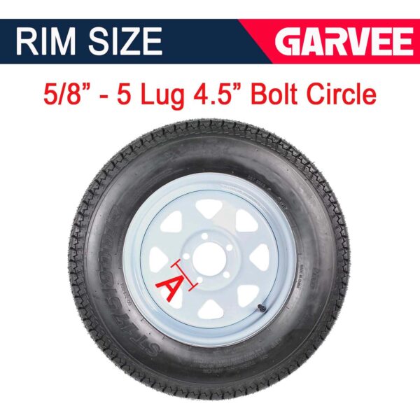Set of 2 Trailer Tires Rims 175-80 5 Lug 6PR White Spoke Wheel Load Range C - Image 9