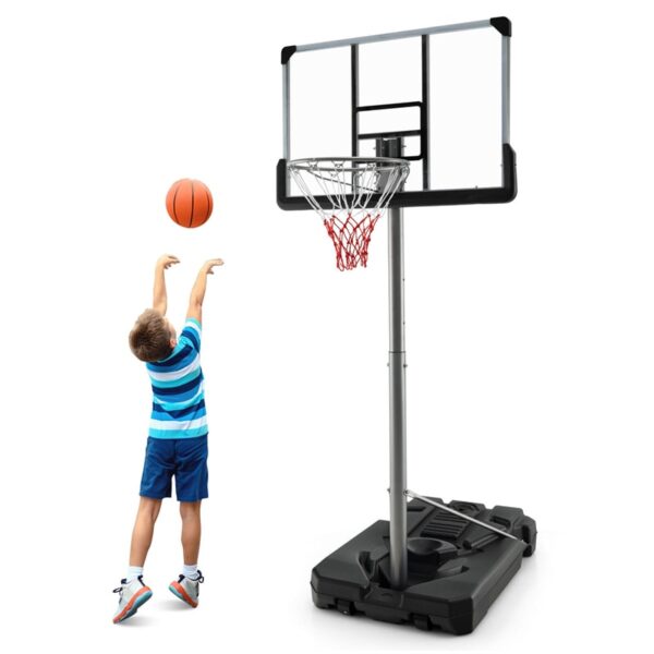 Portable Outdoor Basketball Hoop 64’’-79’’ Adjustable Poolside Basketball Goal System with 44" Backboard Wheeled Fillable Base - Image 2