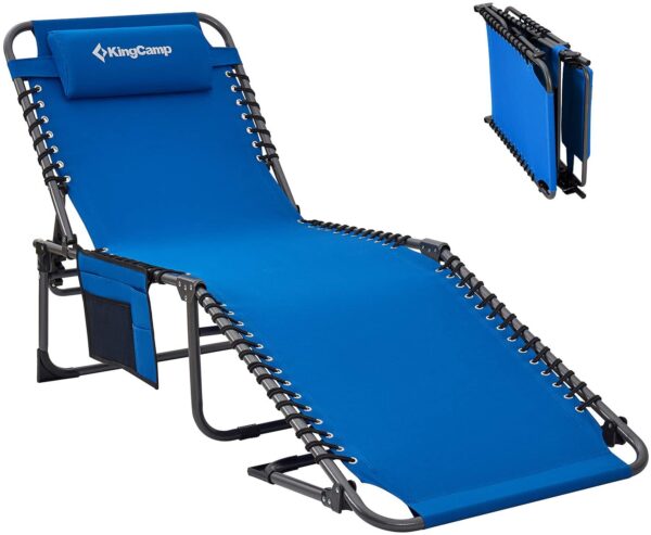 4-Fold Outdoor Folding Chaise Lounge Chair for Beach - Image 2