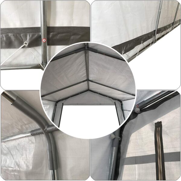 10 x 20-Feet Heavy Duty Carport Portable Garage Enclosed Car Canopy Outdoor Instant Shelter Party Tent with Sidewalls for Auto and Boat Storage, Waterproof and UV-Treated, Grey Peak Top Style - Image 4