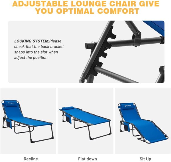 4-Fold Outdoor Folding Chaise Lounge Chair for Beach - Image 4
