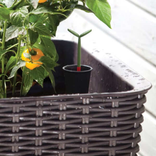 Dark Brown Wicker Raised Garden Bed Planter w/ Water Indicator - Image 3